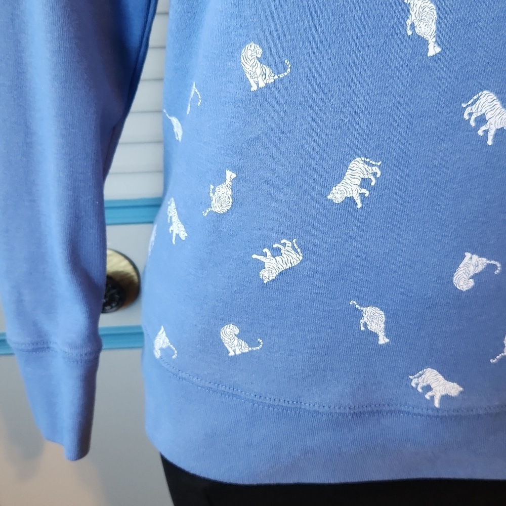 Eddie Bauer Blue Tiger Print Sweatshirt - Picture 7 of 13